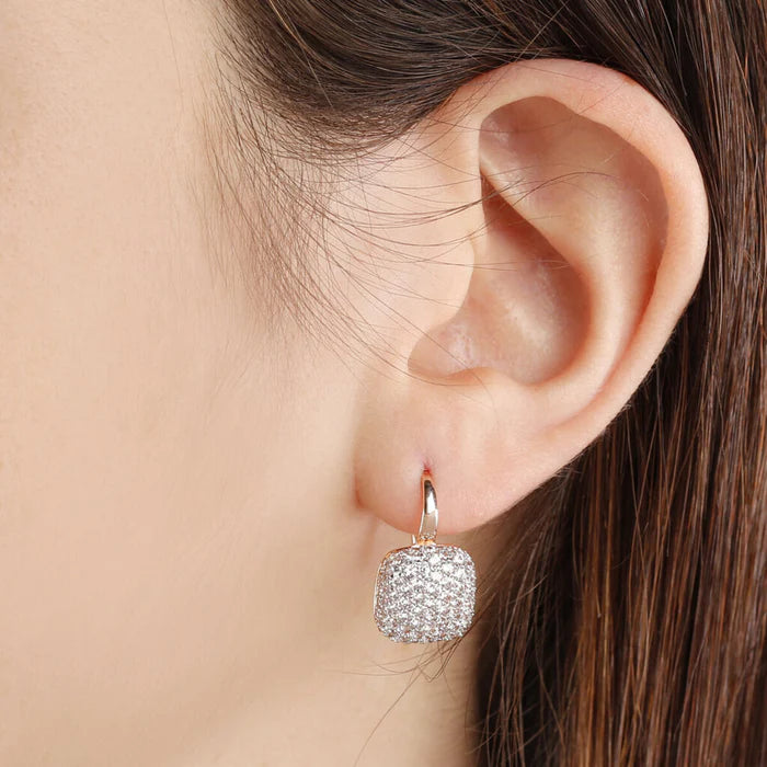 Orecchini Nickel Free Orecchini A Perno Micro Pavé Con Zirconi Cubici Ghiacciati - Placcati Oro 14K, Per Uomo E Donna, Per Ogni Occasione Orecchini Sagapo - 5
