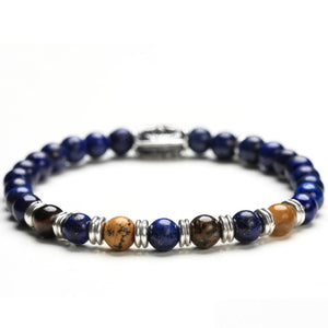 Bracciale Da Uomo Stone Blue Sky Light Occhio di tigre Bronzite Argento. cod.247