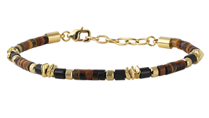 Bracciale acciaio pietre naturali. UBR782Ma