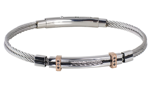 Bracciale acciaio, pvd, spinelli neri. UBR783MB