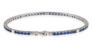 Bracciale tennis in argento, zirconi bianchi, blu, 19,5 cm UBRT251BWM