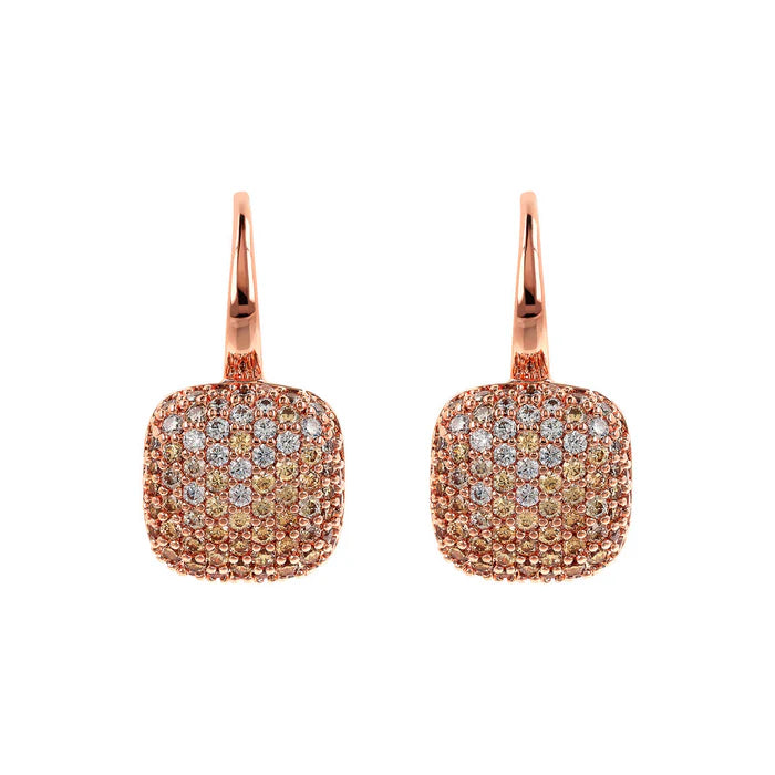 Orecchini Pendenti Quadrati con Pavé in Cubic Zirconia