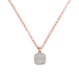 Collana Catena Rolo con Pendente Quadrato Pavé in Cubic Zirconia