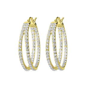 Orecchini Golden Doppio Cerchio con Cubic Zirconia SKU: WSBZ00885Y.WY