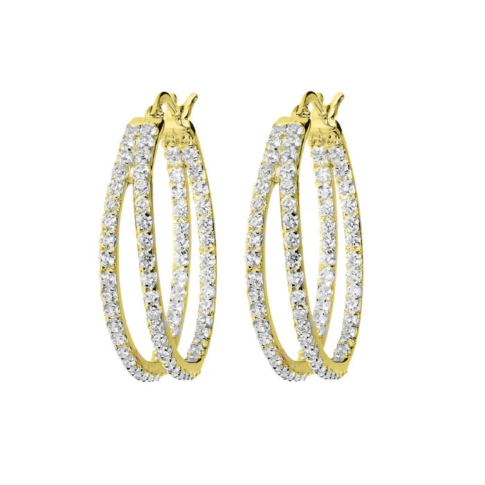 Orecchini Golden Doppio Cerchio con Cubic Zirconia SKU: WSBZ00885Y.WY
