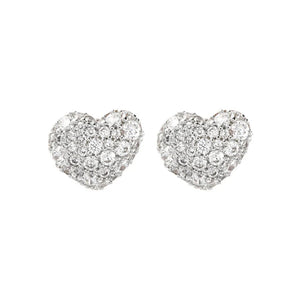 Orecchini Cuore a Lobo con Pavé in Cubic Zirconia