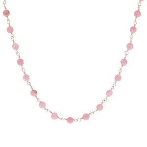 Collana Rosario con Pietra Naturale Quarzite Rosa