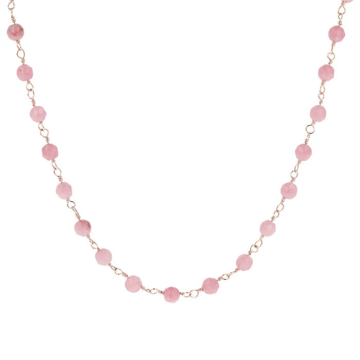 Collana Rosario con Pietra Naturale Quarzite Rosa