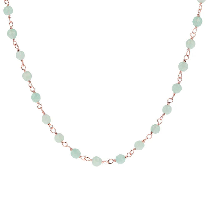 Collana Rosario con Pietra Naturale Quarzite Azzurra