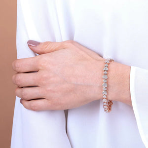 Bracciale Tennis con Cuori Pavé in Cubic Zirconia