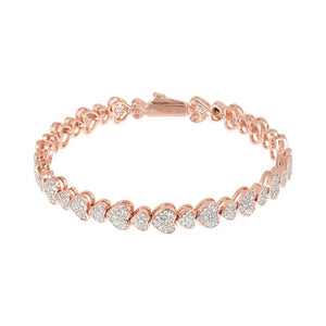 Bracciale Tennis con Cuori Pavé in Cubic Zirconia