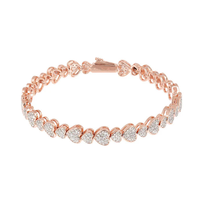 Bracciale Tennis con Cuori Pavé in Cubic Zirconia
