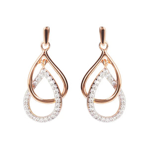 Orecchini Pendenti Doppia Goccia Pavé in Cubic Zirconia