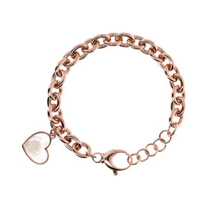 Bracciale Catena Rolo con Ciondolo Cuore in Pietra Naturale