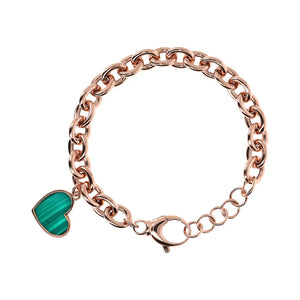 Bracciale Catena Rolo con Ciondolo Cuore in Pietra Naturale
