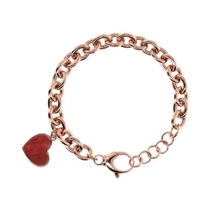 Bracciale Catena Rolo con Ciondolo Cuore in Pietra Naturale