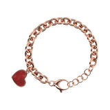 Bracciale Catena Rolo con Ciondolo Cuore in Pietra Naturale