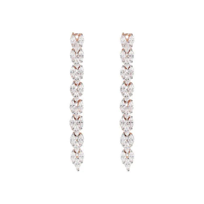 Orecchini Pendenti Lunghi Design Treccia con Cubic Zirconia