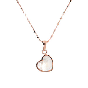 Collana Catena a Cubetti con Pendente Cuore Piccolo in Pietra Naturale