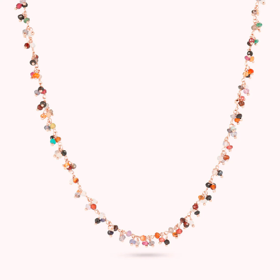 Collana con Piccoli Ciondoli in Quarzo Multicolore