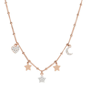 Collana con Charms Golden Rosé e Pavé in Cubic Zirconia