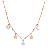 Collana con Charms Golden Rosé e Pavé in Cubic Zirconia