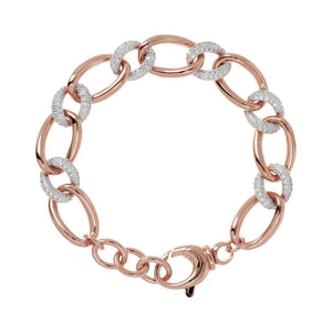 Bracciale Maglie Ovali ed Elementi Pavé in Cubic Zirconia