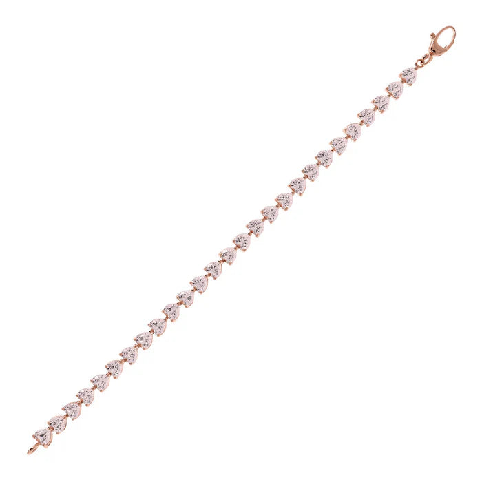 Bracciale Tennis con Cuori in Cubic Zirconia Rosa