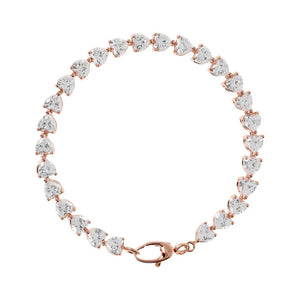 Bracciale Tennis con Cuori in Cubic Zirconia Bianchi