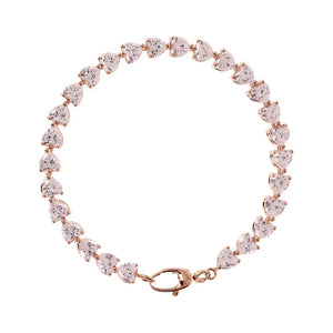 Bracciale Tennis con Cuori in Cubic Zirconia Rosa