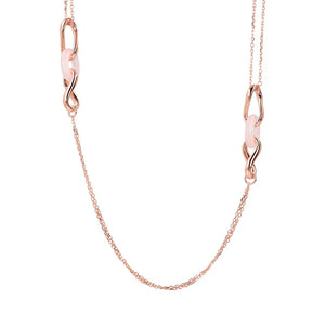 Collana Lunga con Station di Maglie Intrecciate e Pietra Naturale