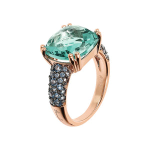 Anello Cocktail con Prisma Gem Quadrata e Pavé