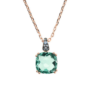 Collana Catena Rolo con Prisma Gem Quadrata e Pavé