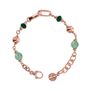 Bracciale Catena Rolo e Maglie Ovali con Sfere di Pietre Naturali Quarziti