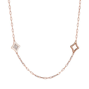 Collana Catena Forzatina con Étoile Smaltate e Pavé in Cubic Zirconia