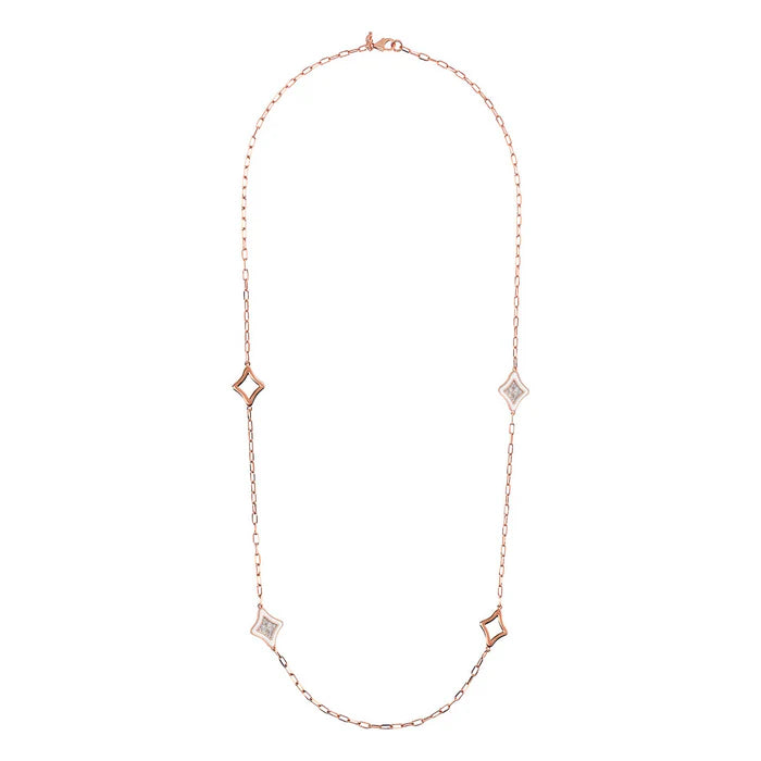 Collana Catena Forzatina con Étoile Smaltate e Pavé in Cubic Zirconia