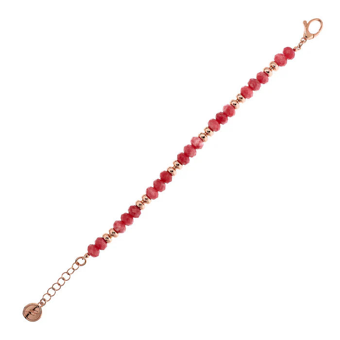 Bracciale con Rondelle Golden Rosé e Pietre Naturali Sfaccettate