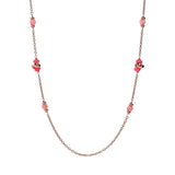 Collana Lunga Catena Rolo con Maglie Intrecciate e Pietre Naturali