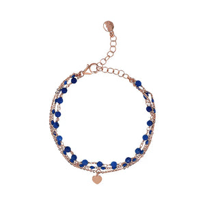 Bracciale Multifilo Catena Rosario con Smalto e Ciondolo Cuore