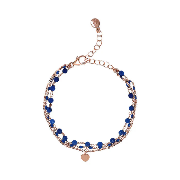 Bracciale Multifilo Catena Rosario con Smalto e Ciondolo Cuore