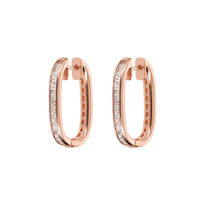 Orecchini Ovali con Cubic Zirconia Quadrate Taglio Princess