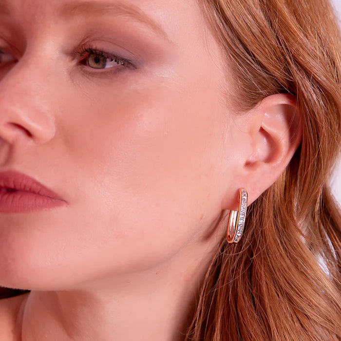 Orecchini Ovali con Cubic Zirconia Quadrate Taglio Princess