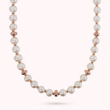 Collana Girocollo con Rondelle Étoile e Perle Cerchiate d'Acqua Dolce Bianche Ø 8.5/9.5 mm
