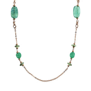 Collana Lunga Catena Rolo con Rondelle e Pietre Naturali