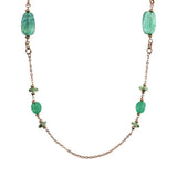 Collana Lunga Catena Rolo con Rondelle e Pietre Naturali