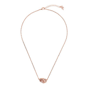 Collana Catena Forzatina con Doppio Pendente Pavé Cuore e Maglia Ovale
