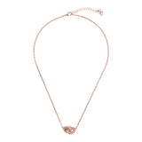 Collana Catena Forzatina con Doppio Pendente Pavé Cuore e Maglia Ovale