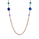 Collana Lunga Catena Rolo con Station di Bead e Pietre Naturali Quarziti