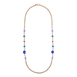 Collana Lunga Catena Rolo con Station di Bead e Pietre Naturali Quarziti
