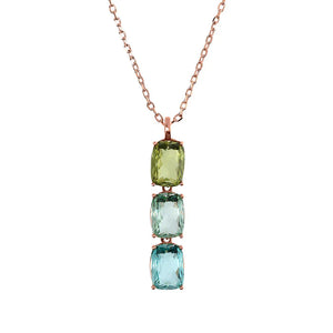 Collana con Prisma Gem Verdi e Blu Taglio Mosaico